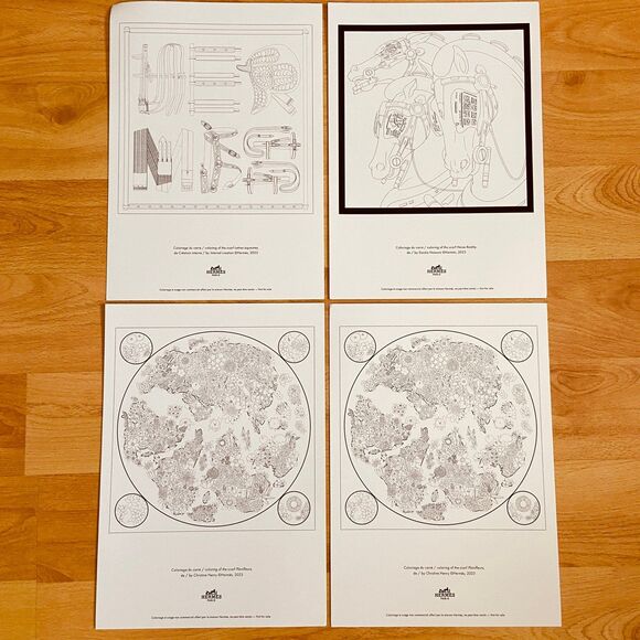 Hermes Coloring Paper - Hermes Coloriage du carre Coloring of the scarf Lettres - Picture 1 of 7